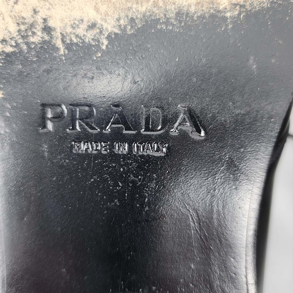Prada Black Brushed Leather Oxford Men's Prada Size 8.5 US 9.5 Made in Italy - Picture 7 of 11